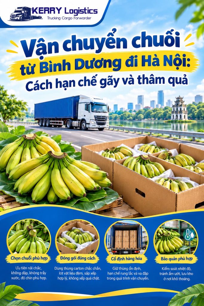 Vận chuyển chuối từ Bình Dương đi Hà Nội: Cách hạn chế gãy và thâm quả
